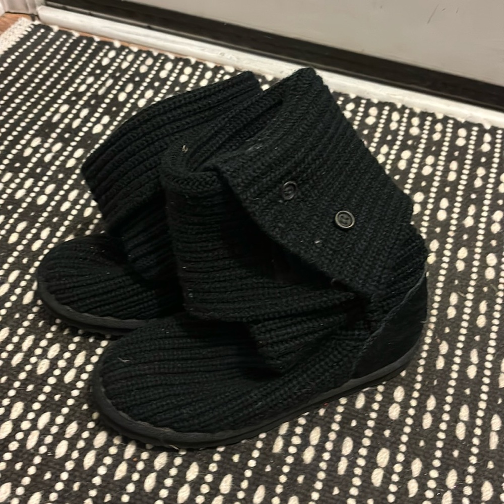 Black knit UGG boots